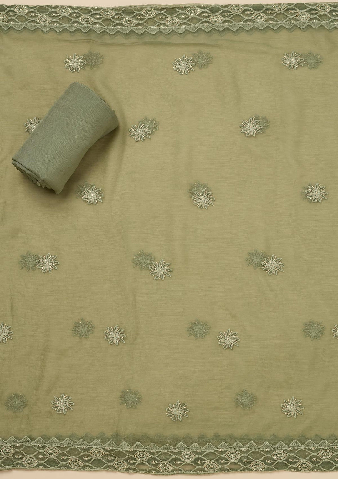 Pista Green Chikankari Georgette Unstitched Salwar Suit-Koskii