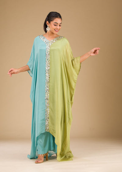 Pista Green Cutdana Georgette Readymade Salwar Suit-Koskii