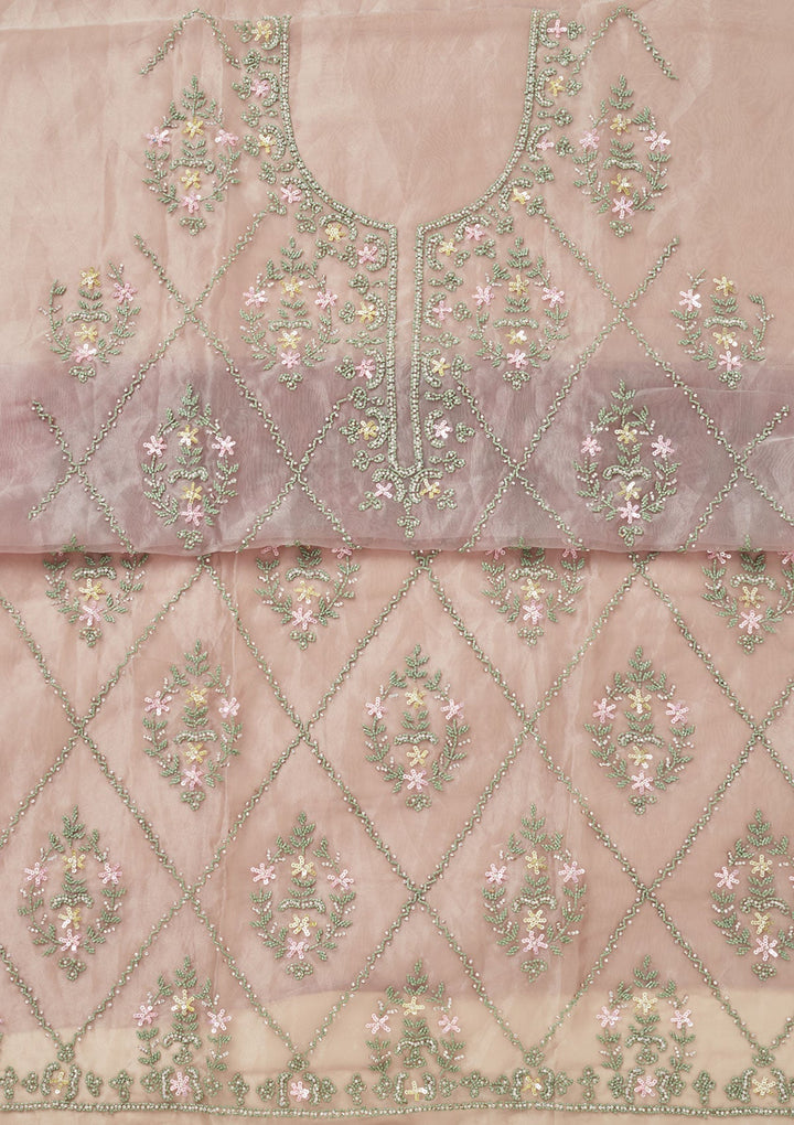 Pista Green Cutdana Georgette Unstitched Salwar Suit-Koskii