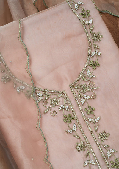 Pista Green Cutdana Georgette Unstitched Salwar Suit-Koskii