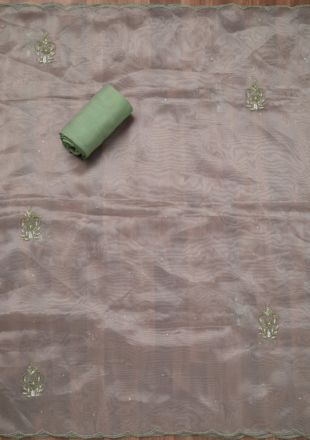 Pista Green Cutdana Georgette Unstitched Salwar Suit-Koskii