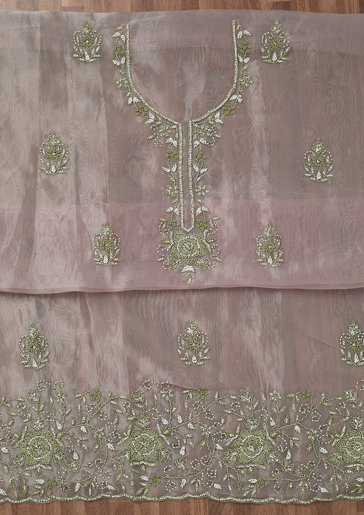 Pista Green Cutdana Georgette Unstitched Salwar Suit-Koskii