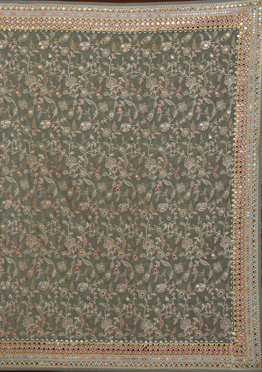 Pista Green Gotapatti Georgette Saree-Koskii