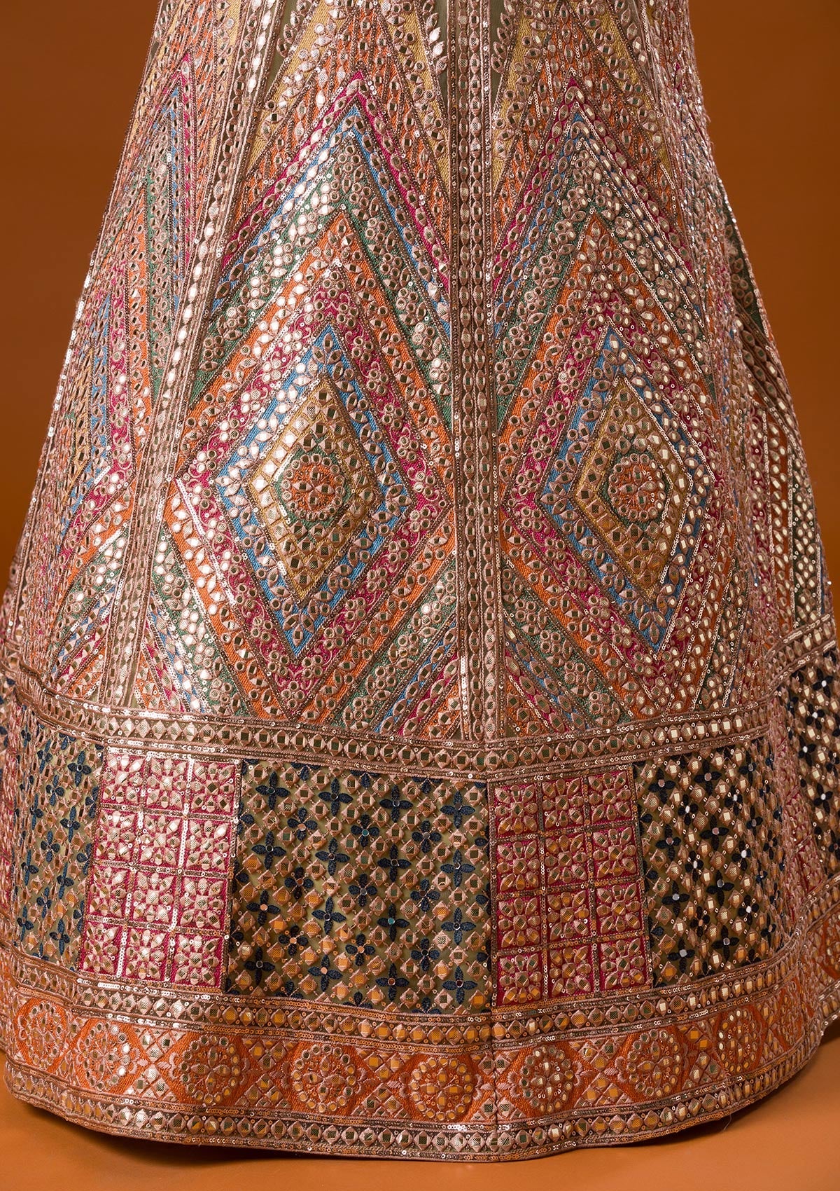 Pista Green Gotapatti Net Readymade Lehenga-Koskii