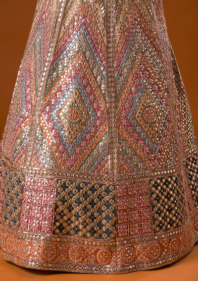 Pista Green Gotapatti Net Readymade Lehenga-Koskii