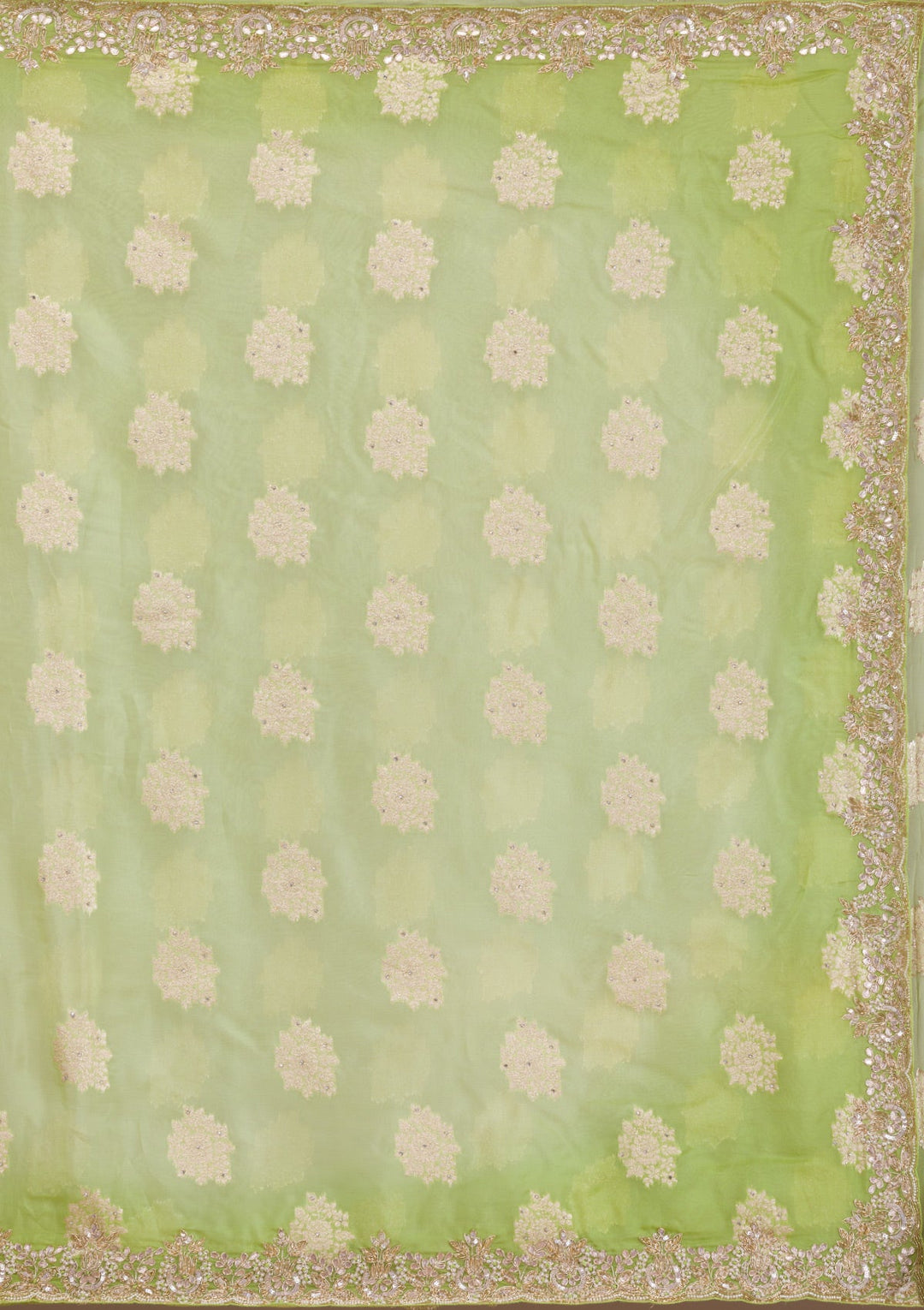 Pista Green Gotapatti Tissue Saree-Koskii