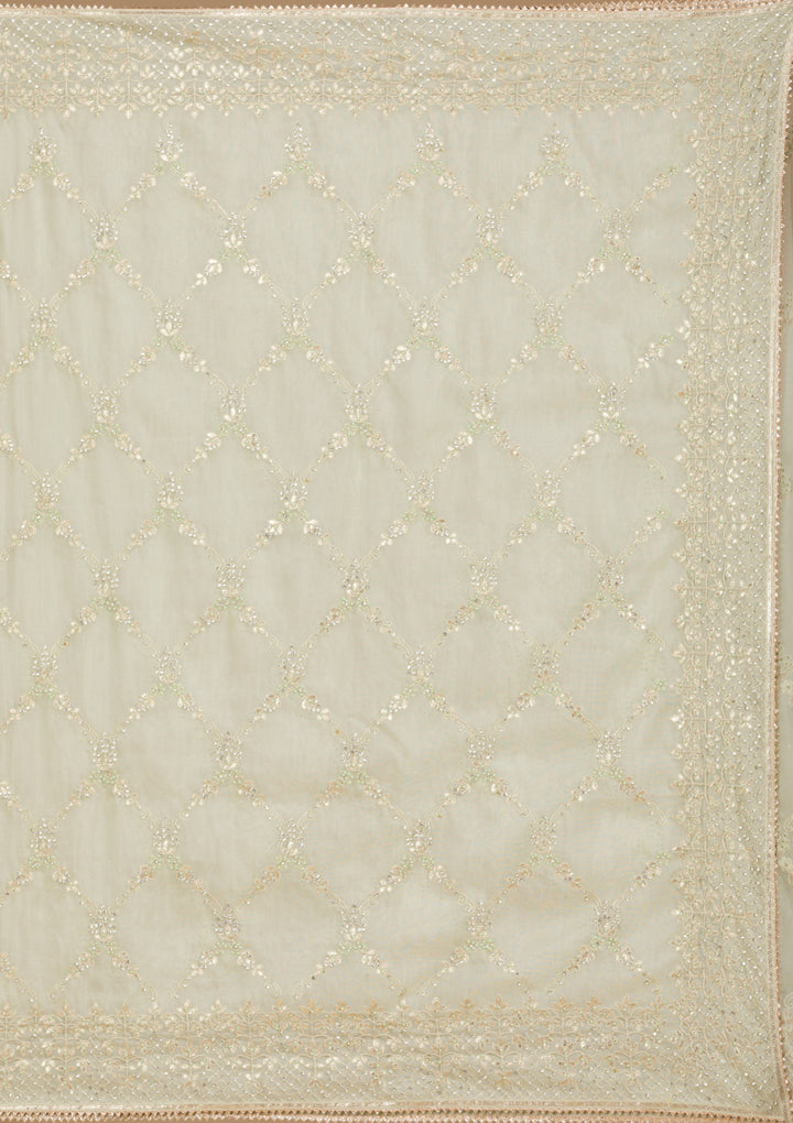 Pista Green Gotapatti Tissue Saree