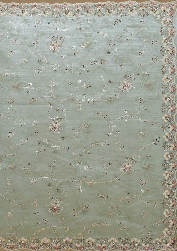 Pista Green Gotapatti Tissue Saree-Koskii