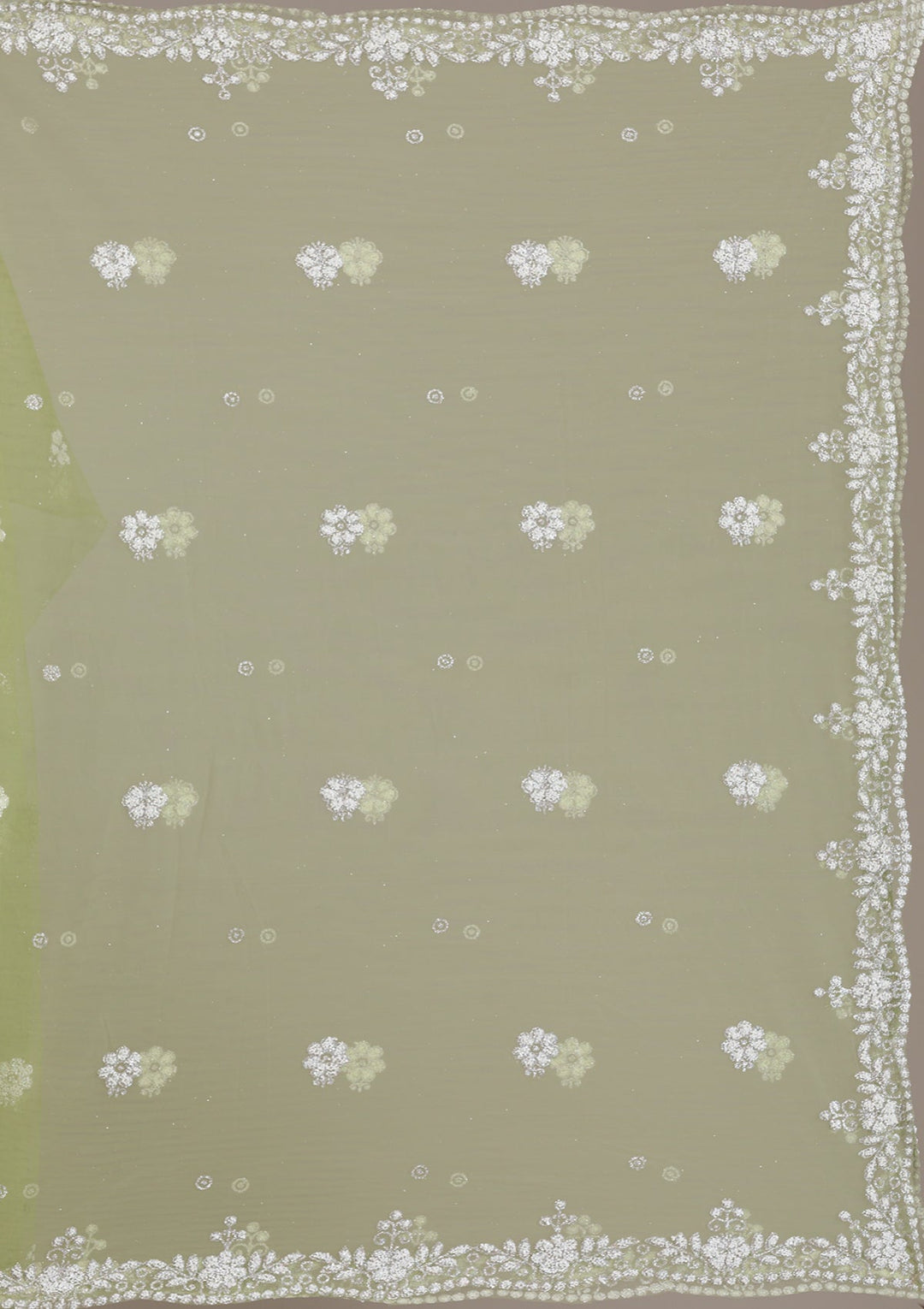 Pista Green Pearlwork Net Gown-Koskii