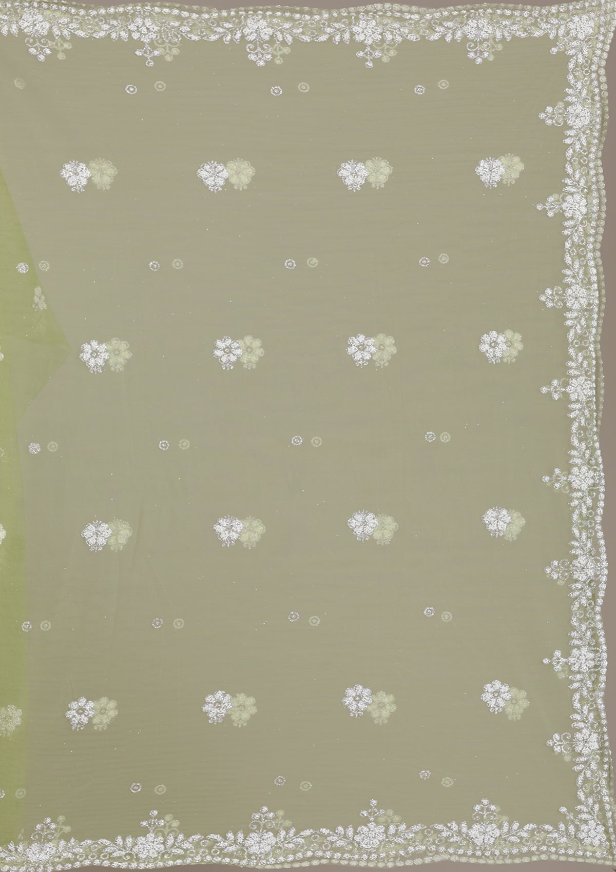 Pista Green Pearlwork Net Gown-Koskii