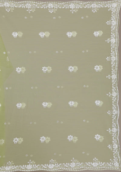 Pista Green Pearlwork Net Gown-Koskii