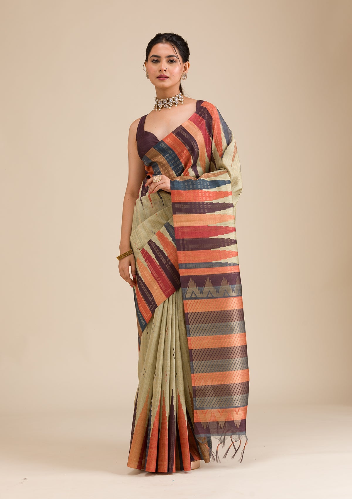 Pista Green Printed Art Silk Saree-Koskii
