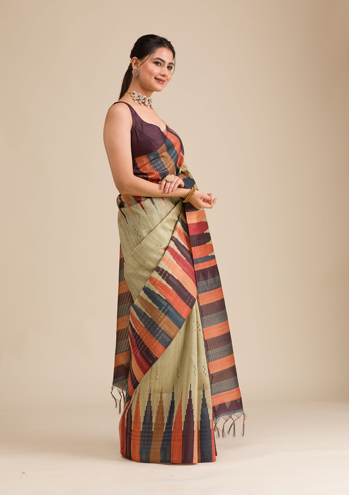 Pista Green Printed Art Silk Saree-Koskii