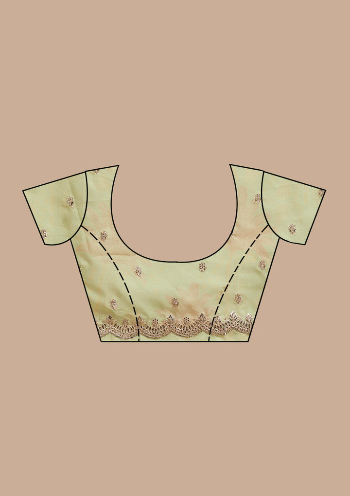 Pista Green Printed Organza Saree-Koskii