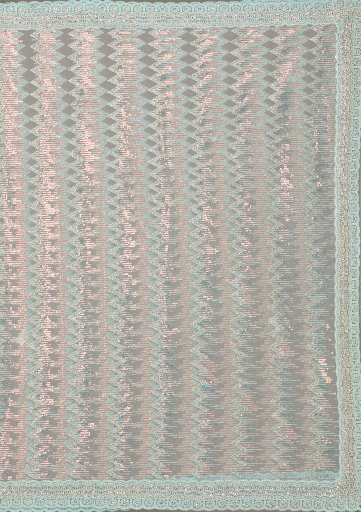 Pista Green Sequins Net Saree