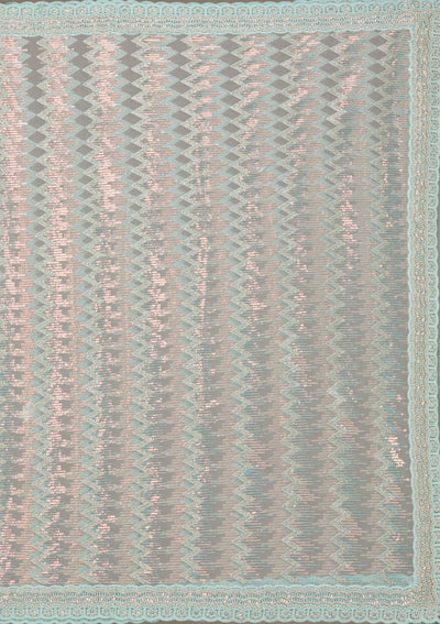 Pista Green Sequins Net Saree