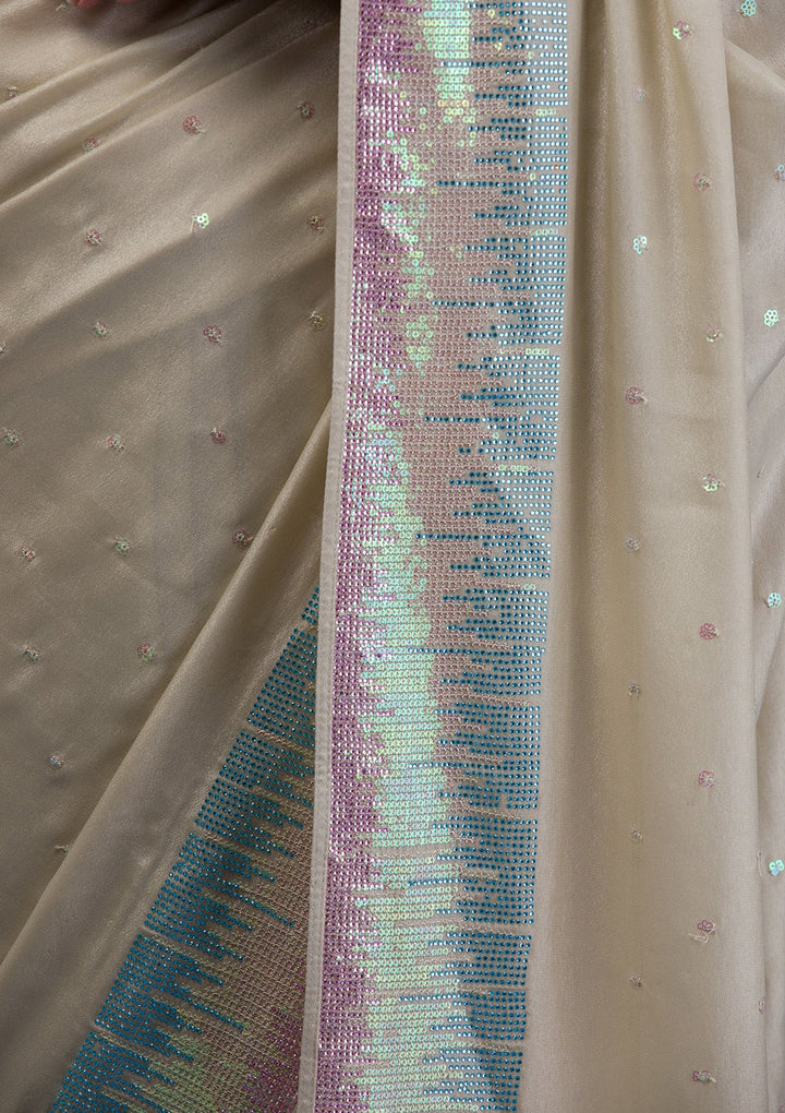 Pink Zariwork Georgette Designer Saree-Koskii