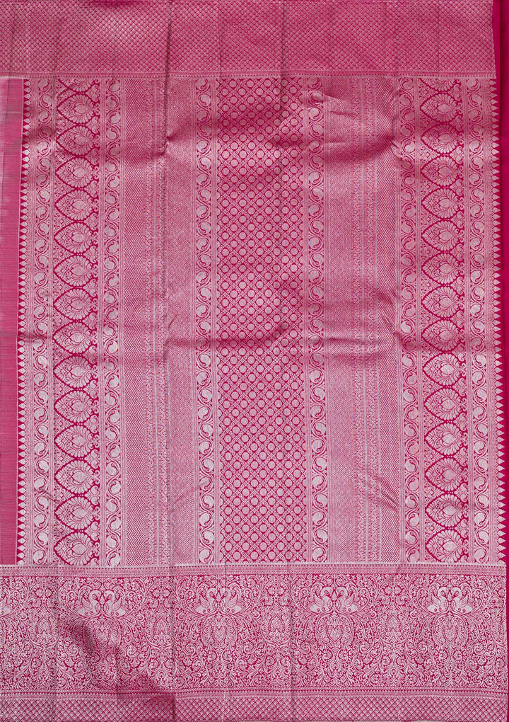 Pista Green Silver Zariwork Pure Silk Saree-Koskii