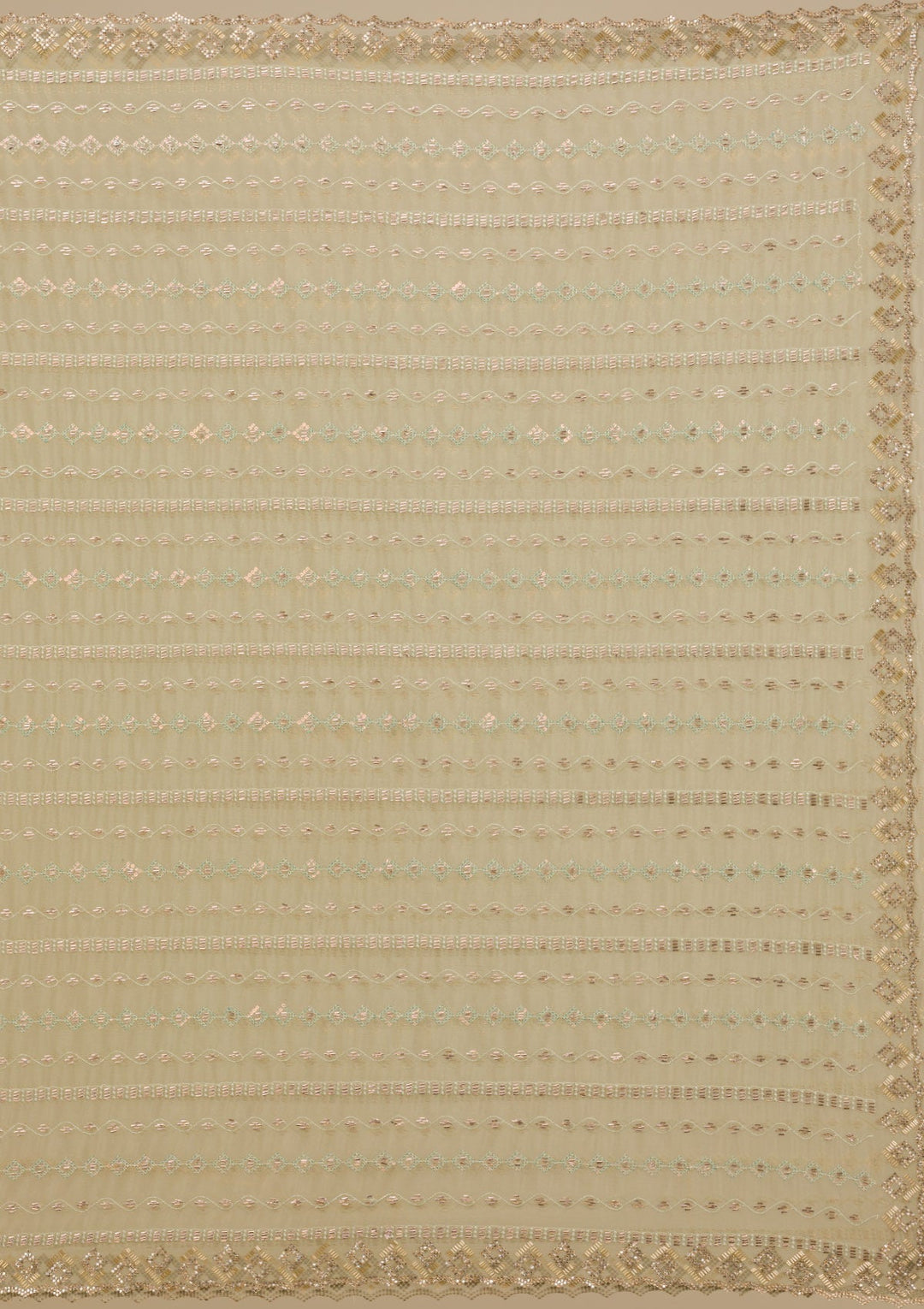 Pista Green Stonework Chiffon Saree-Koskii