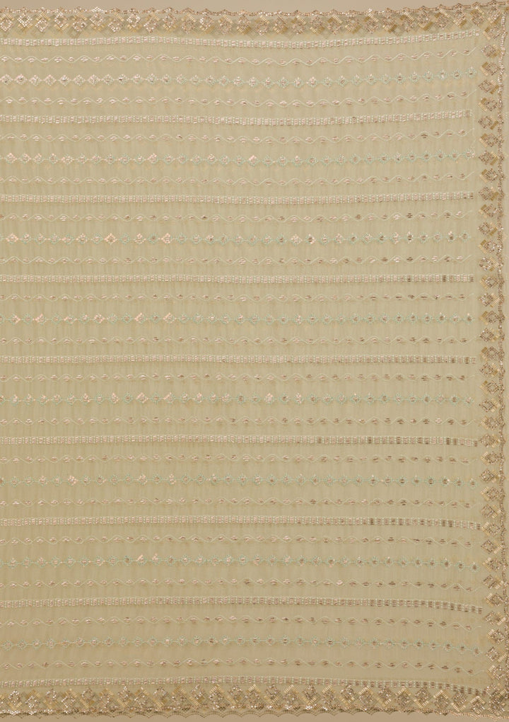 Pista Green Stonework Chiffon Saree-Koskii