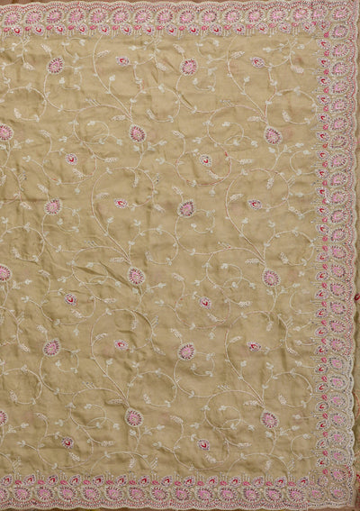 Pista Green Stonework Net Saree-Koskii