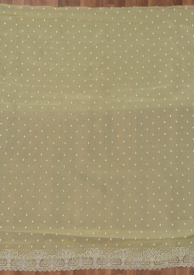 Pista Green Stonework Organza Unstitched Salwar Suit-Koskii