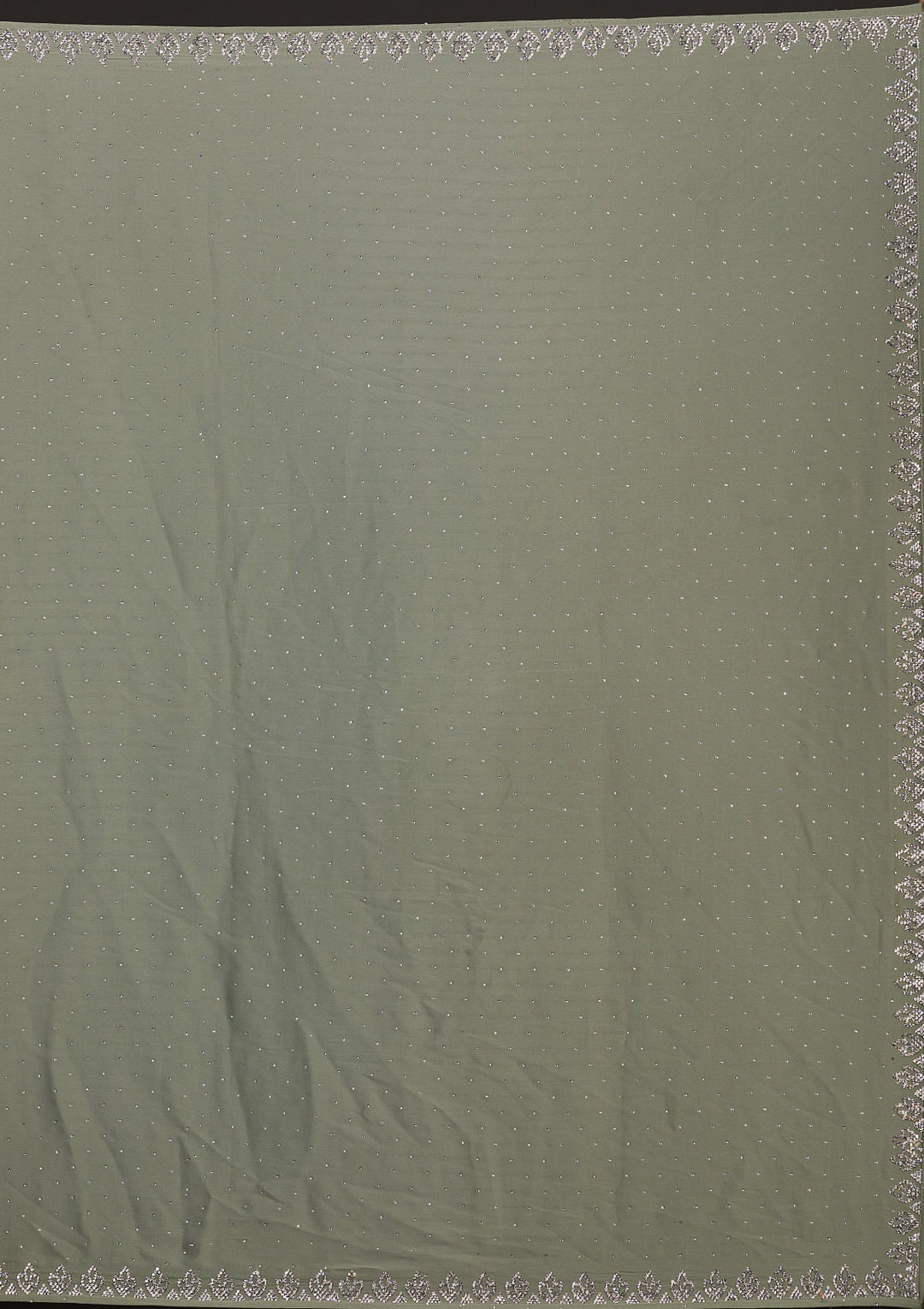 Pista Green Stonework Satin Saree-Koskii