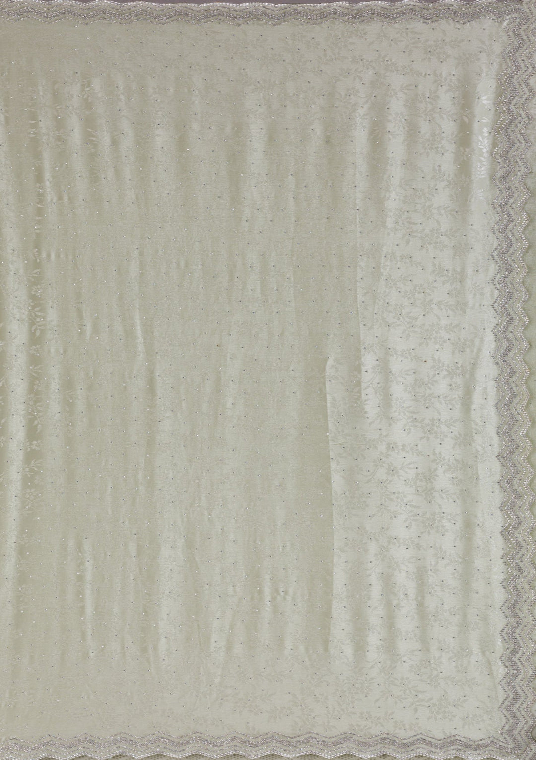 Pista Green Stonework Semi Crepe Saree-Koskii