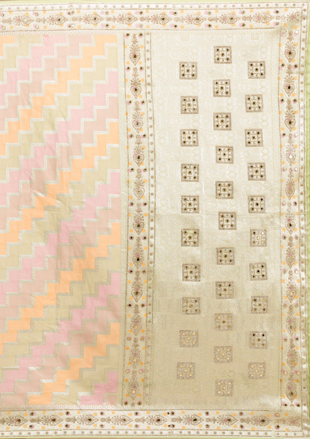 Pista Green Stonework Soft Silk Saree