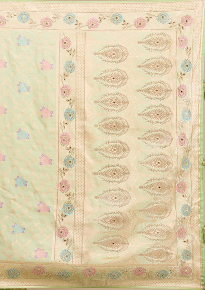 Pista Green Stonework Soft Silk Saree