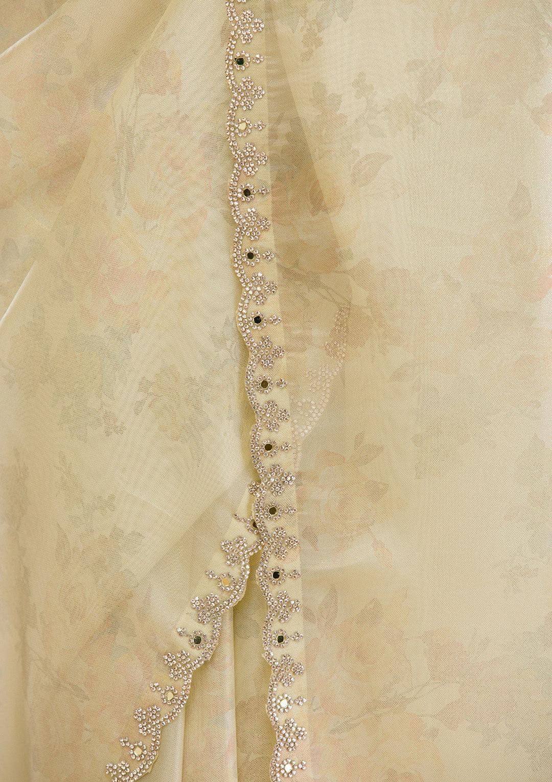 Pista Green Stonework Tissue Saree-Koskii