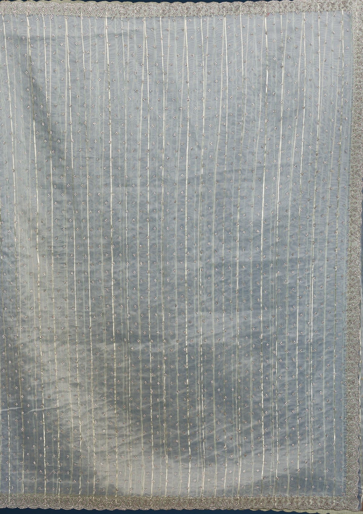 Pista Green Stonework Tissue Saree-Koskii