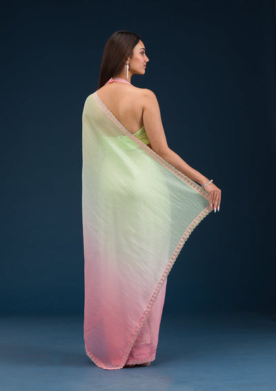 Pista Green Stonework Tissue Saree
