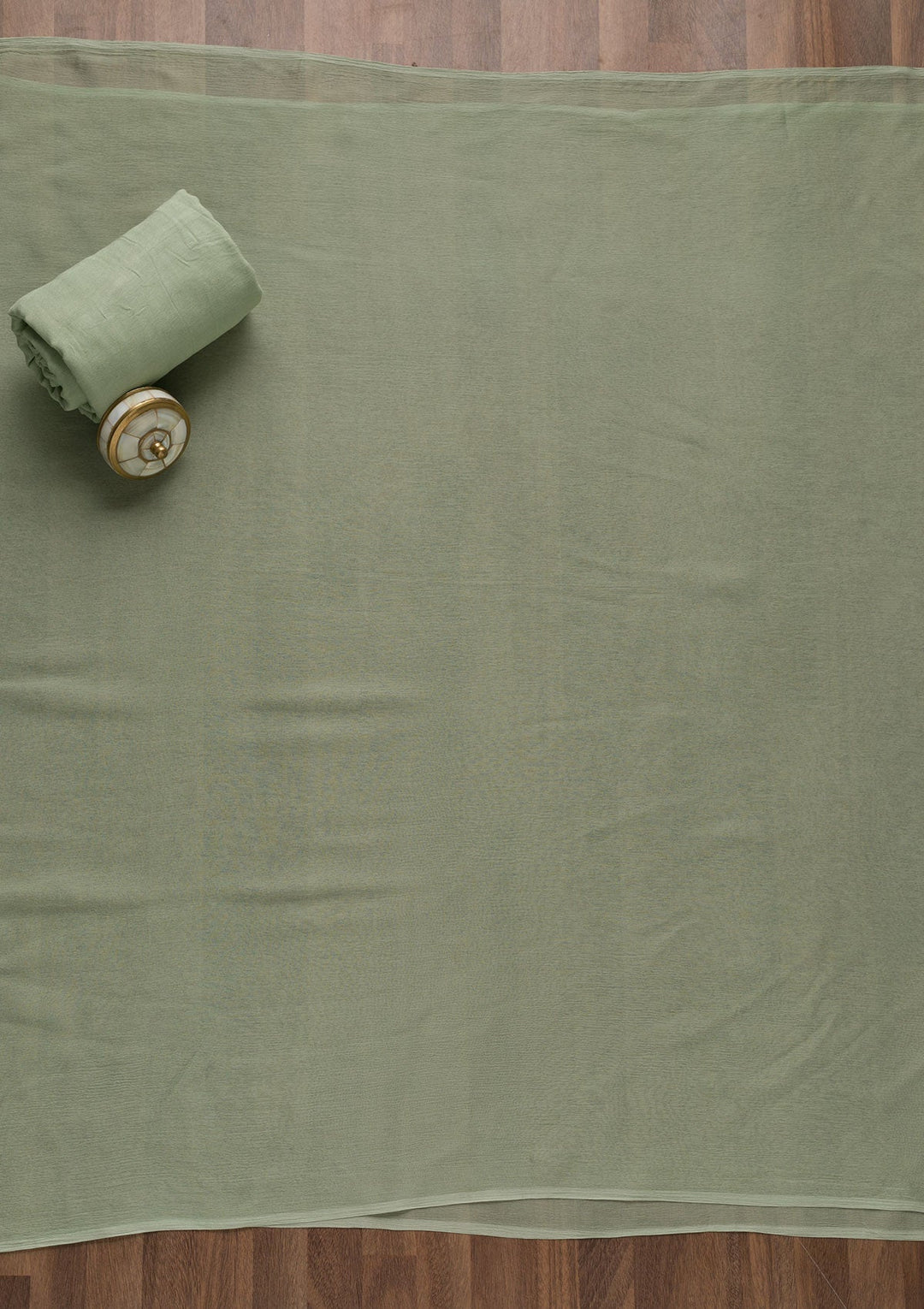 Light Green Swarovski Semi Crepe Unstitched Salwar Suit-Koskii