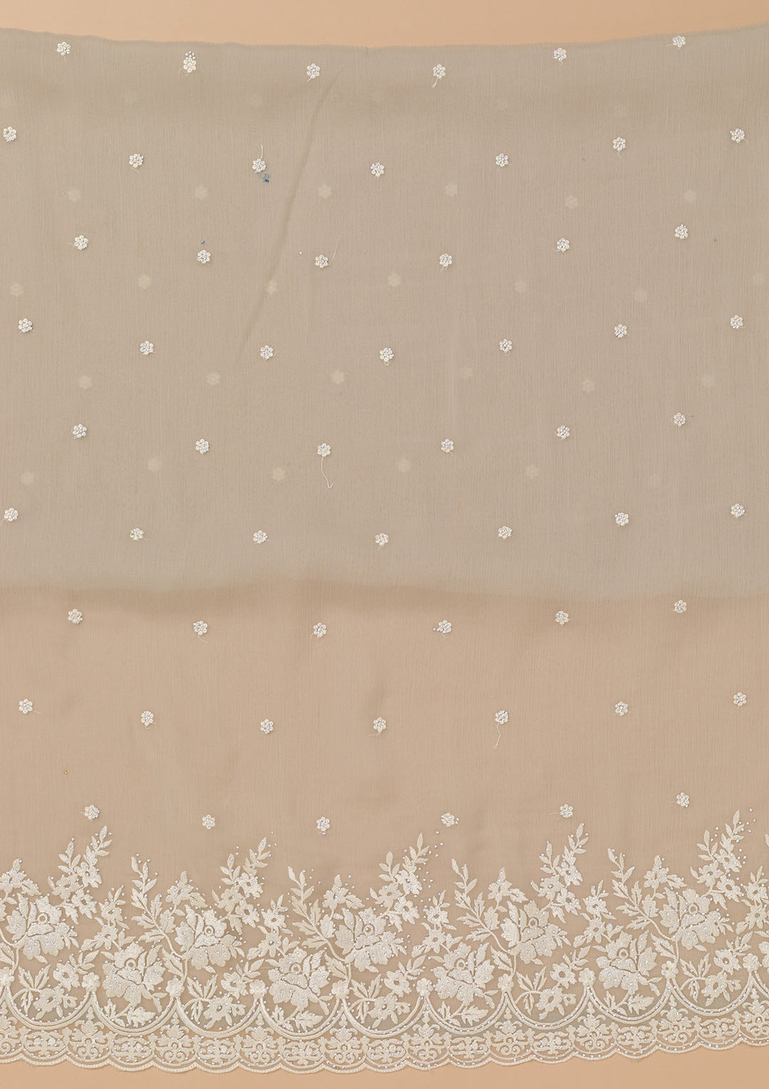 Pista Green Threadwork Chiffon Unstitched Salwar Kameez-Koskii