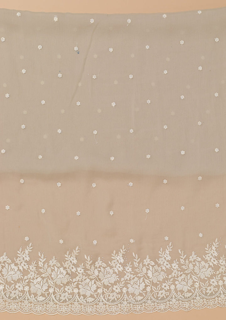 Pista Green Threadwork Chiffon Unstitched Salwar Kameez-Koskii