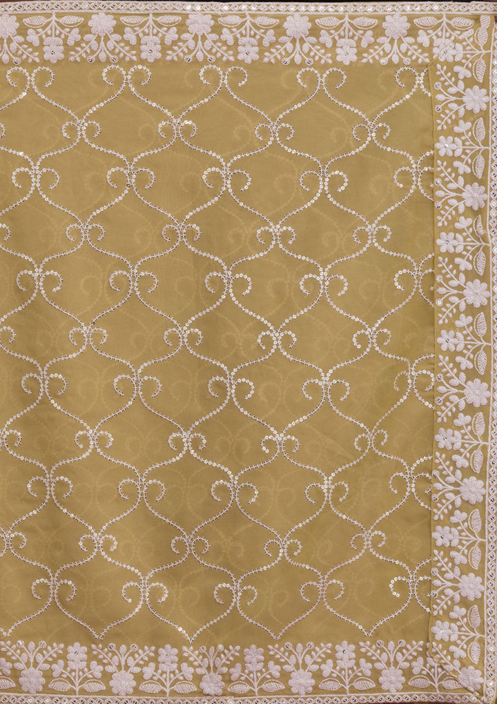 Pista Green Threadwork Georgette Readymade Salwar Kameez-Koskii