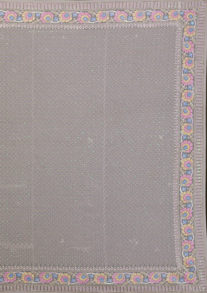 Pista Green Threadwork Georgette Saree-Koskii
