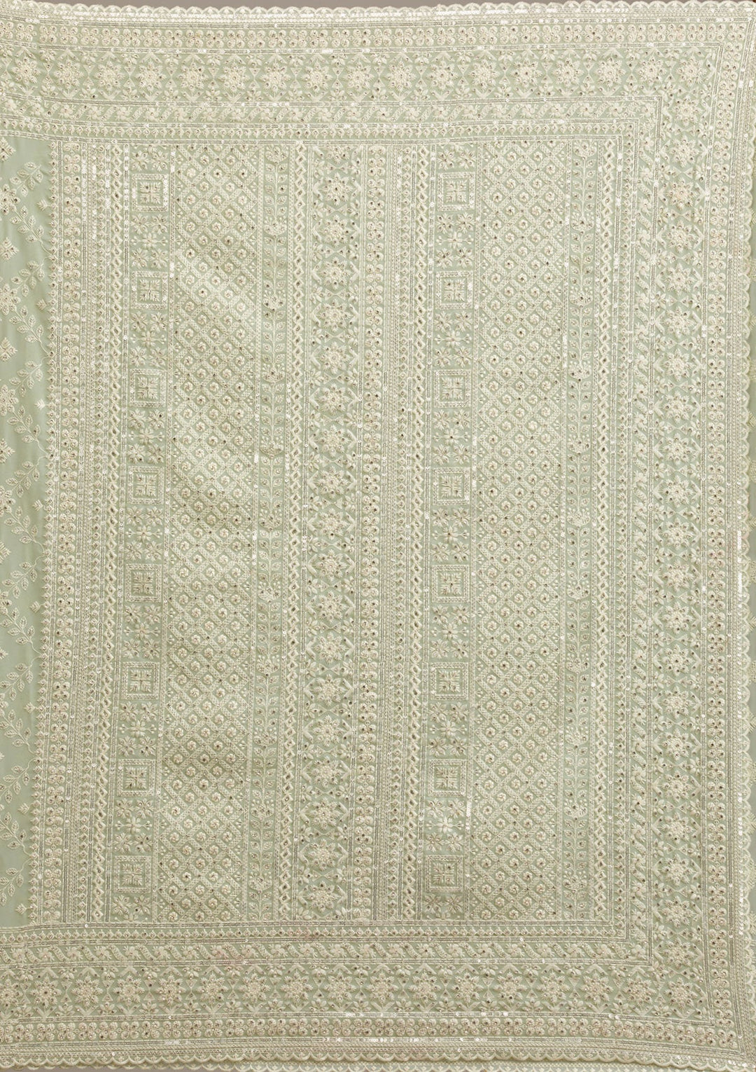 Pista Green Threadwork Georgette Saree-Koskii