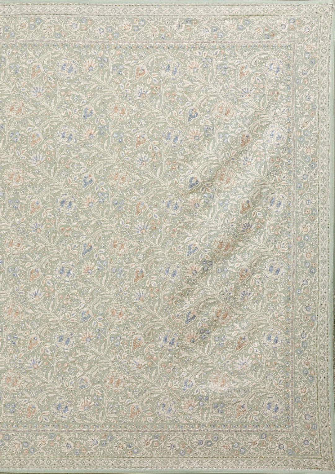 Pista Green Threadwork Georgette Saree-Koskii