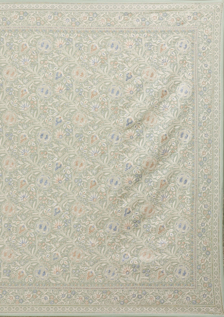 Pista Green Threadwork Georgette Saree-Koskii