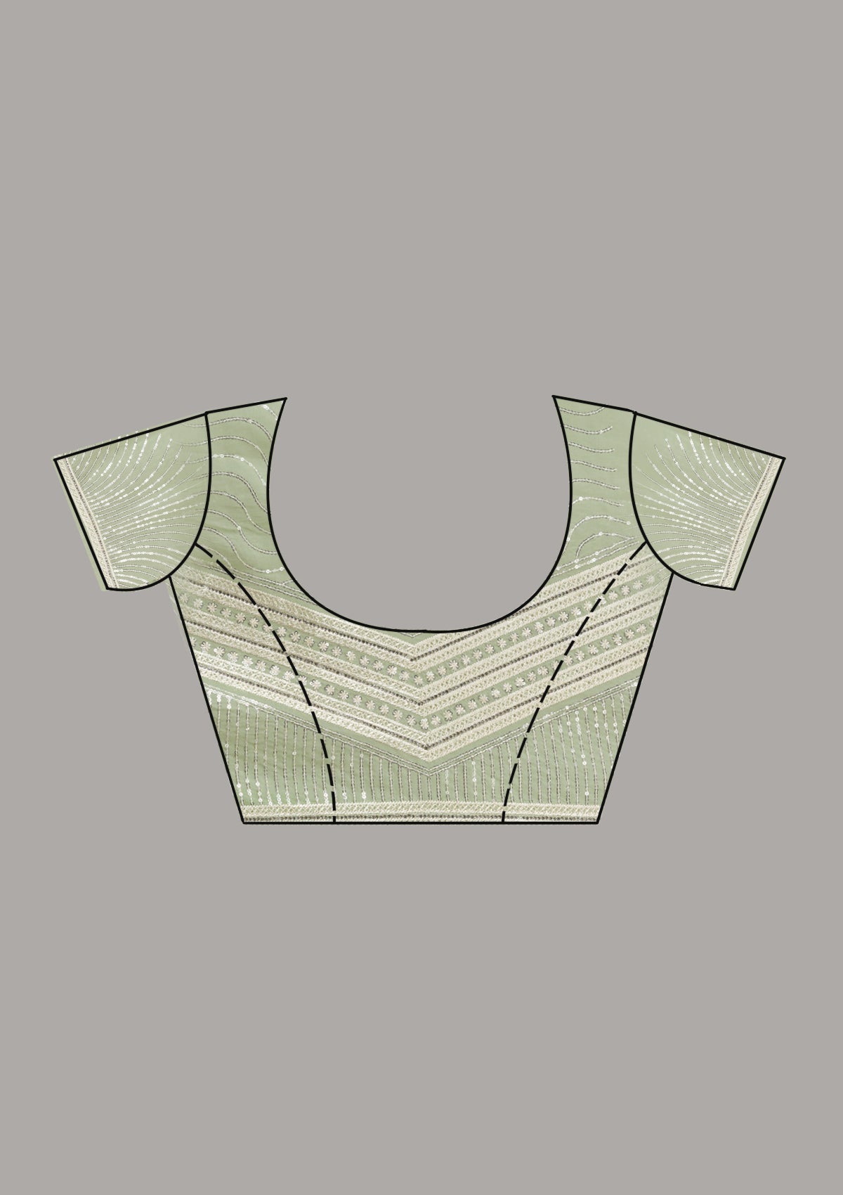 Pista Green Threadwork Organza Saree-Koskii