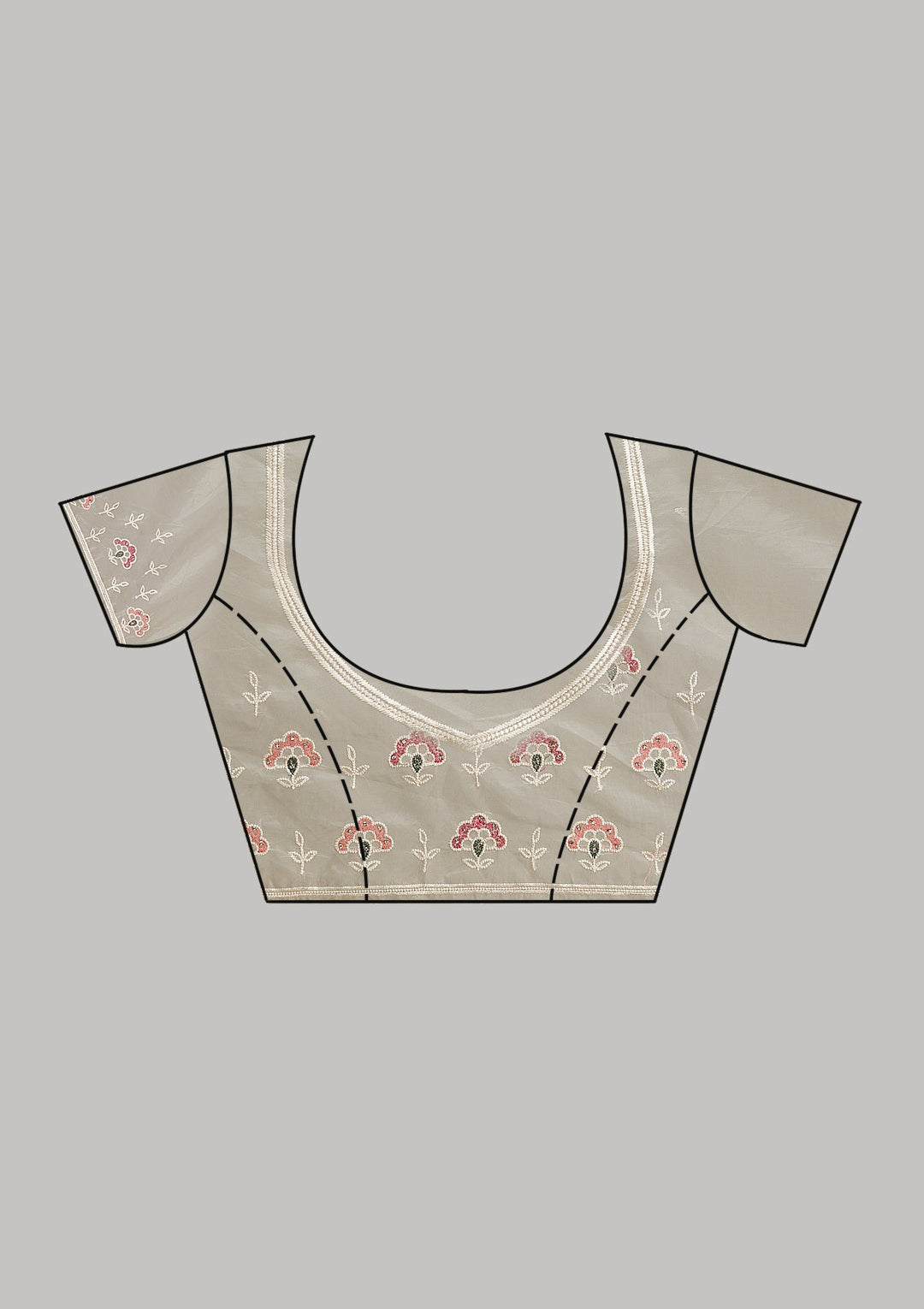 Pista Green Threadwork Organza Saree-Koskii