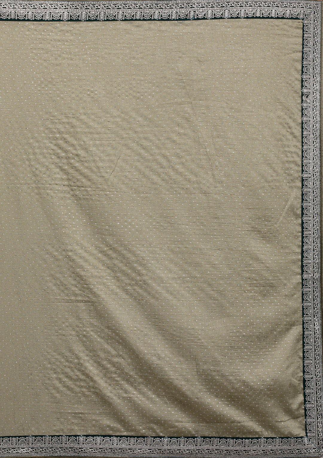 Pista Green Threadwork Raw Silk Saree-Koskii
