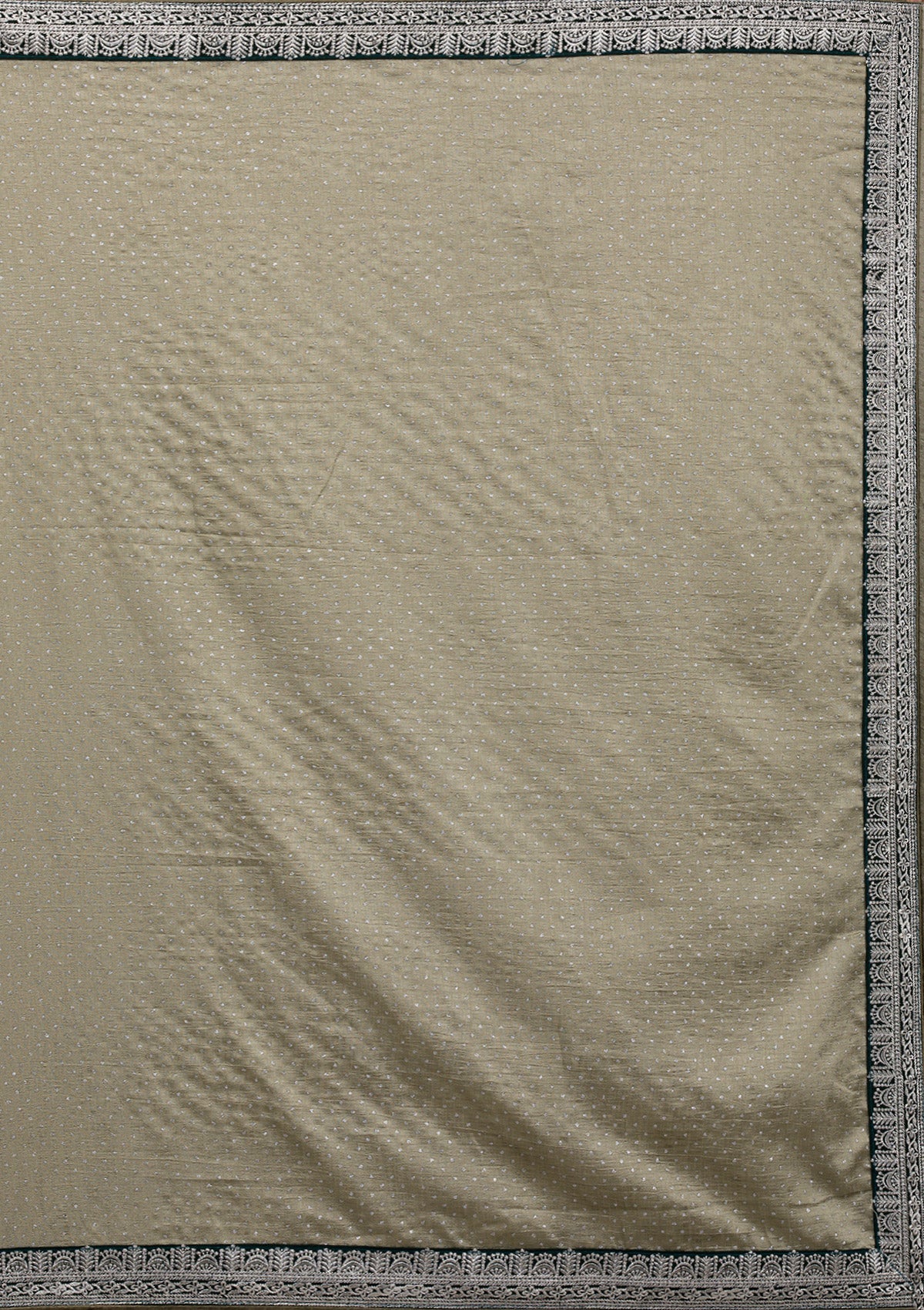 Pista Green Threadwork Raw Silk Saree-Koskii