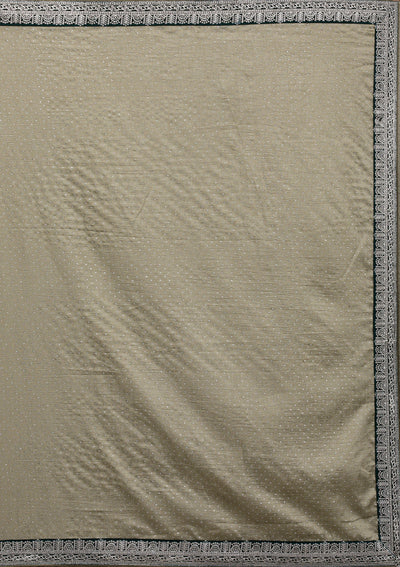 Pista Green Threadwork Raw Silk Saree-Koskii