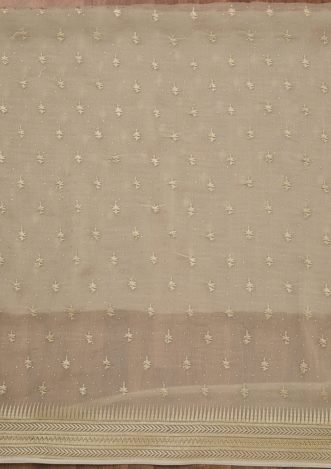 Pista Green Threadwork Tissue Unstitched Salwar Suit-Koskii