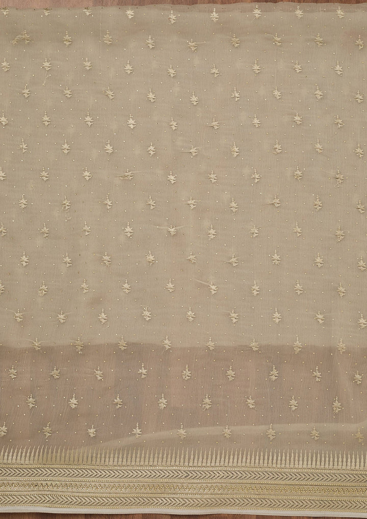 Pista Green Threadwork Tissue Unstitched Salwar Suit-Koskii