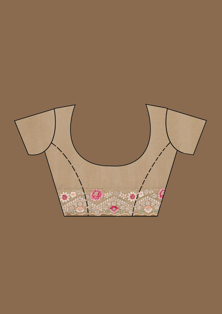 Pista Green Threadwork Tissue Saree