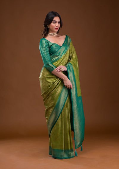 Cream Stonework Net Designer Saree-Koskii